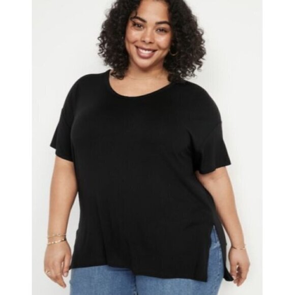 Old Navy Luxe Black Crewneck Short Sleeve T-Shirt L - Picture 1 of 4